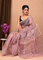 Cotton Pink  Digital Printed Saree